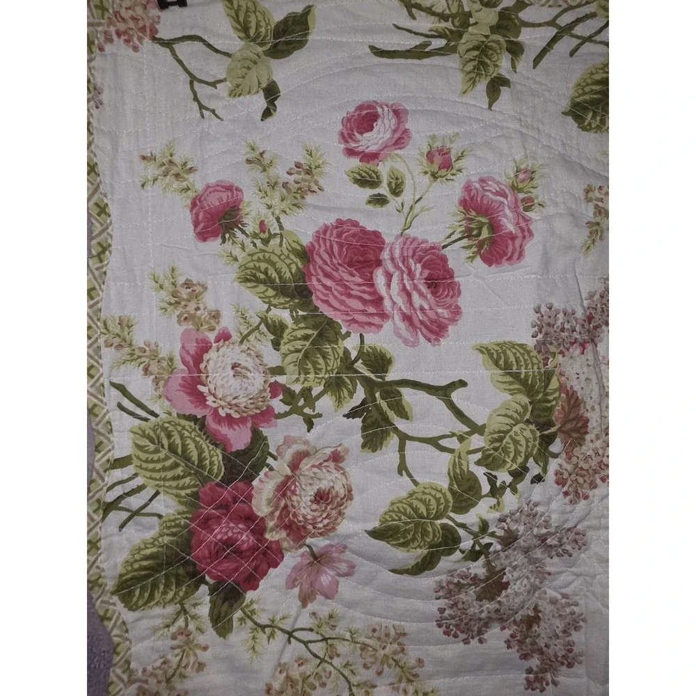 Waverly Emma's Garden Quilt Twin Size 1 Sham And Bed Skirt Shabby Chic 68x86